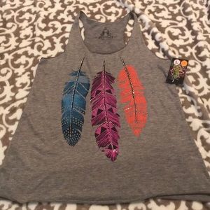 Bear Dance feather and jewels racerback tank